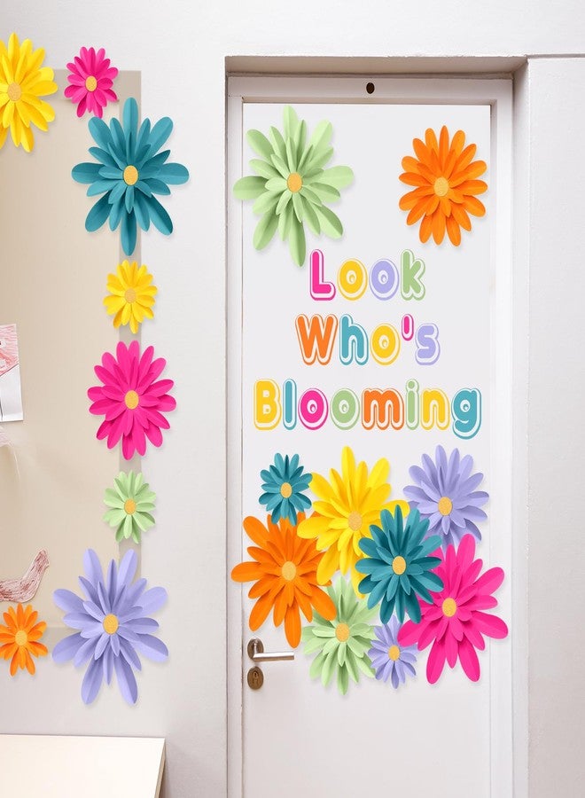 MotiMind 18 Pcs Paper Flowers Decorations for Wall DIY Flower Bulletin Board 3D Fiesta Paper Floral Backdrop Decoration for Photo Backdrop Classroom Back to School Party(Multicolor) - Image 4